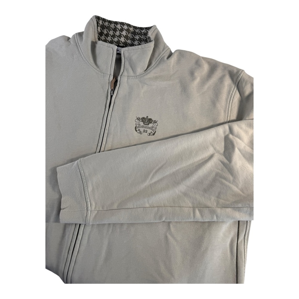 Ashworth Mens Full Zip Sweater XXL Beige Golf Zip 2 Pockets Heavy Weight